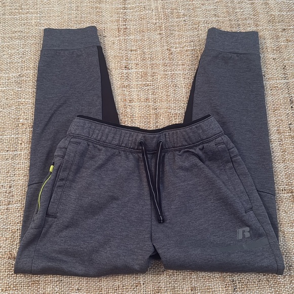 Russell Fleece Lined Pant Jogger Gray Black Boy's Large 10 / 12 - Picture 3 of 6